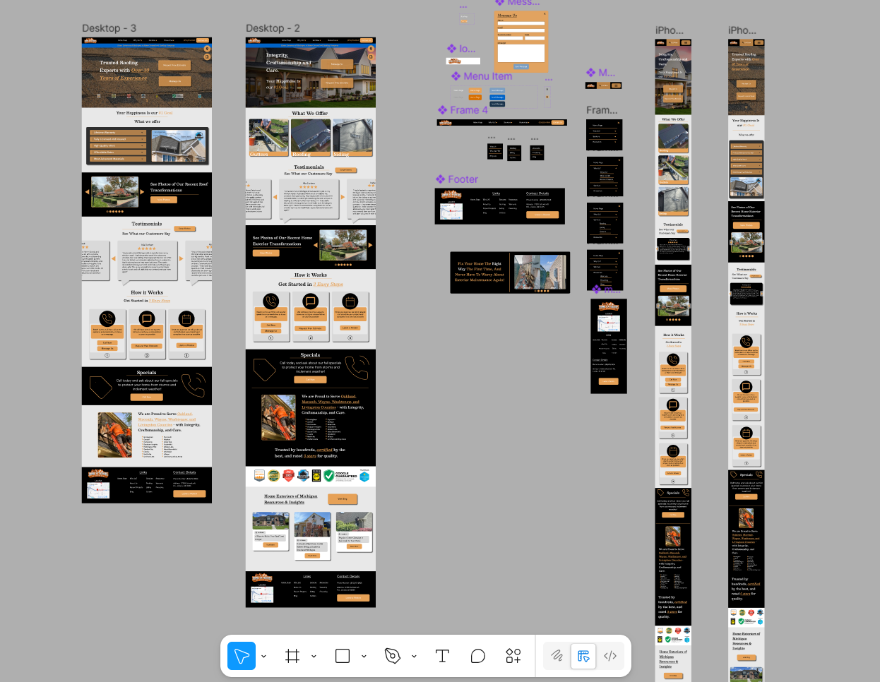 Wireframes made for the portfolio